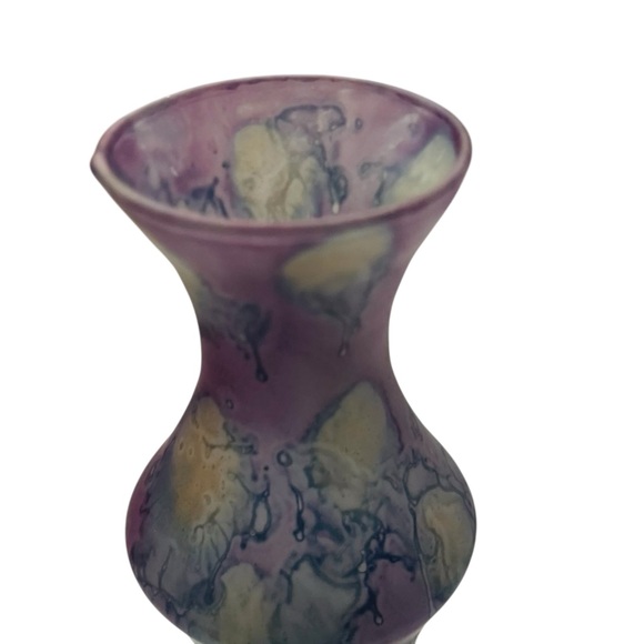 Vintage Hand Painted Art Glass Watercolor Vase - Picture 3 of 6